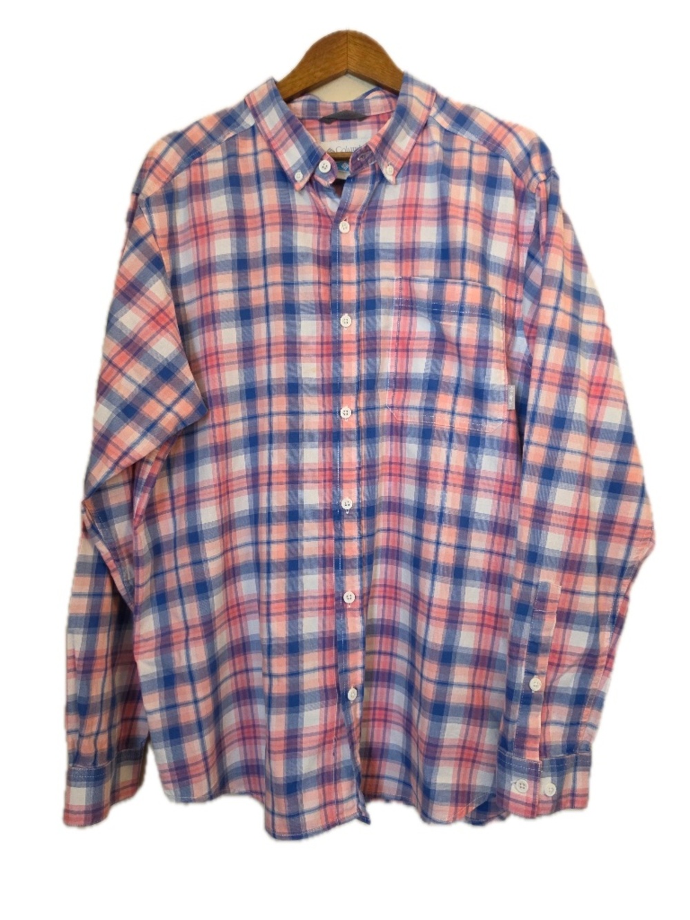 Columbia Button-Up Unisex L Multicolor Plaid Long Sleeve 100% Cotton Collared